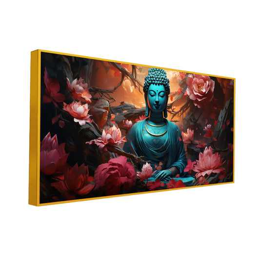 Meditating Buddha with Lotus flower Canvas Paintings