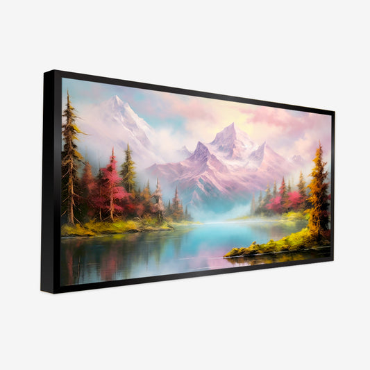 Panoramic River with Mountains Landscape Canvas Printed Wall Paintings & Arts