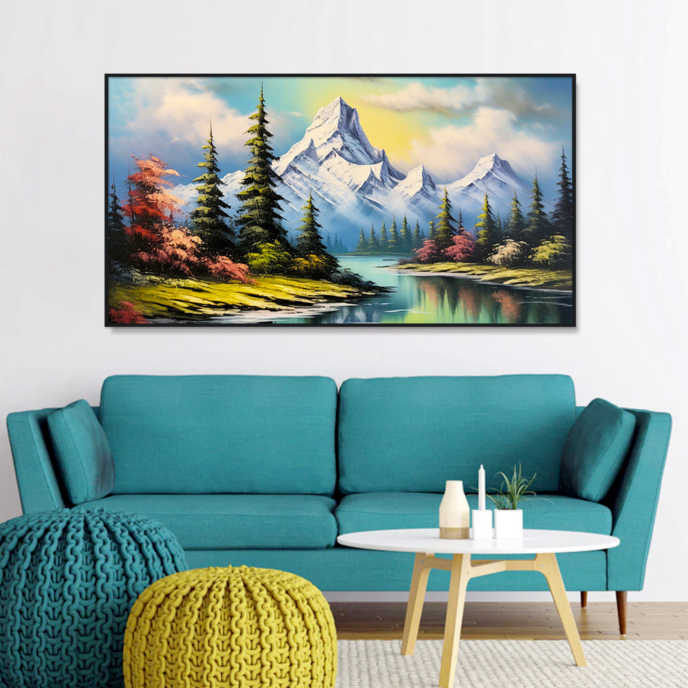 Nature Theme Beautiful Mountain Lake Wall Paintings & Arts