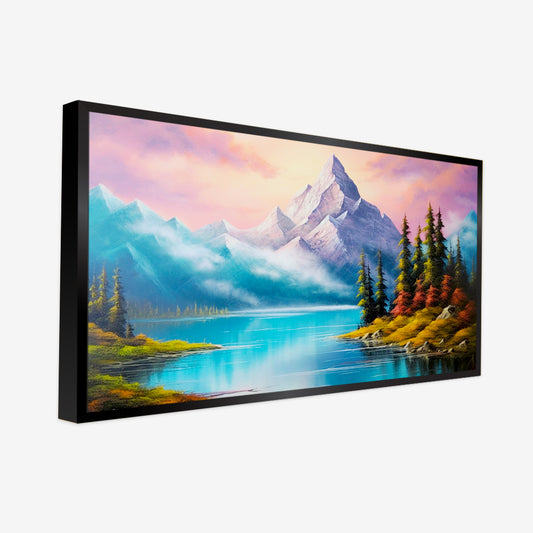 Beautiful Mountains with River Flow Landscape Canvas Printed Wall Paintings & Arts