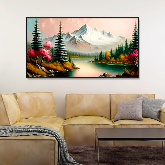 Panoramic Mountain with Lake Canvas Printed Wall Paintings & Arts
