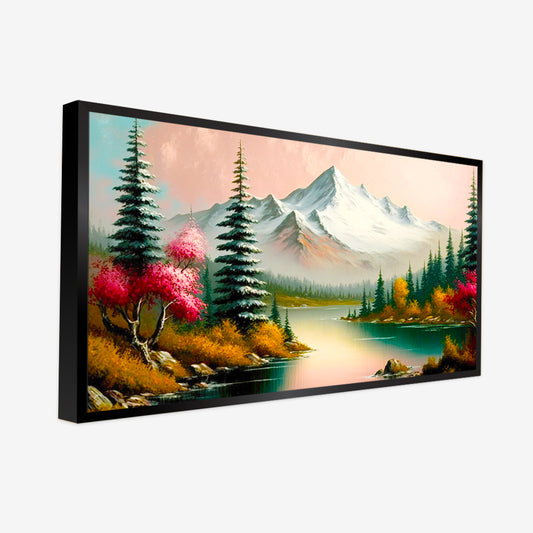 Panoramic Mountain with Lake Canvas Printed Wall Paintings & Arts