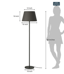 Floor Lamp Standing Modern Black 5ft Height with Black Lamp Shade 16 inches