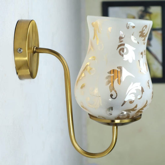 Modern Antique With Leaf Design Glass Wall Light