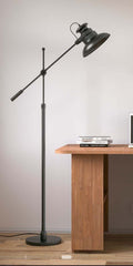 Modern Reading Task Floor Lamp Standing Focused Light Moveable and Adjustable Height Black Polished