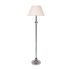 Royal Silver Nickel Aluminium Floor Lamp Standing 5ft Height with Off White Lampshade 16 inches