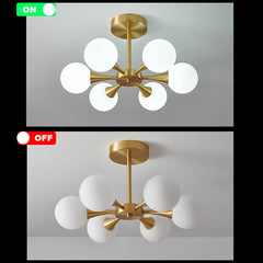 Trumpet Design Modern Sputnik Milky Globe Ceiling Chandelier