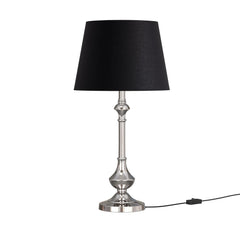 Silver Aluminium Table Lamp 22 Inches Height with Black 10 inches Diameter Lampshade