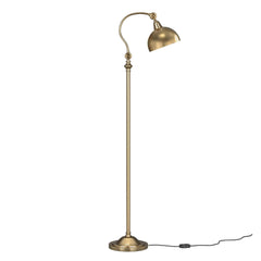 Vintage Curved Reading Task Floor Lamp Standing Brass Antique Adjustable, Moveable Neck and Shade to Focus Light