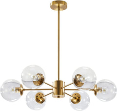 Six Clear Globe Spreaded Design Ceiling Chandelier