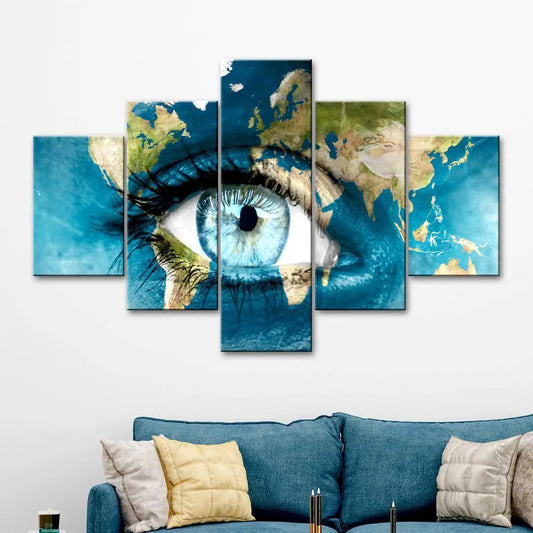 Beautiful Earth Eyes 5 Pieces Canvas Print Wall Painting