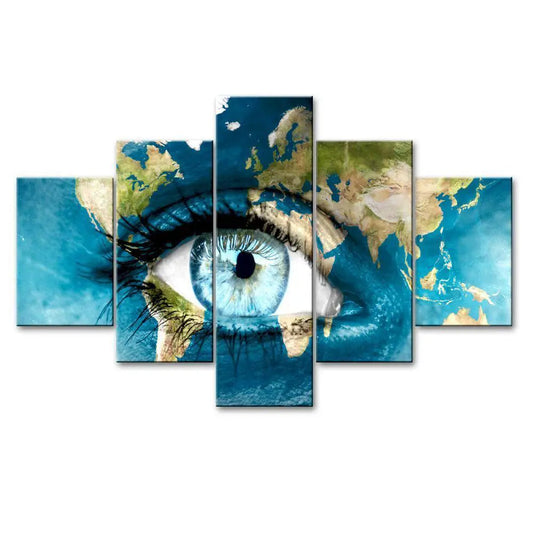 Beautiful Earth Eyes 5 Pieces Canvas Print Wall Painting