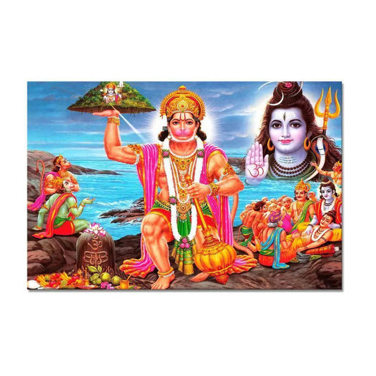 Lord Hanuman Ji Scenery Canvas Prints Wooden Wall Painting