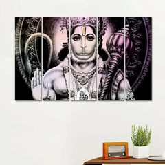 Hanuman Ji Modern light leak Art Painting Canvas Printed 5 Pieces Wall Hanging