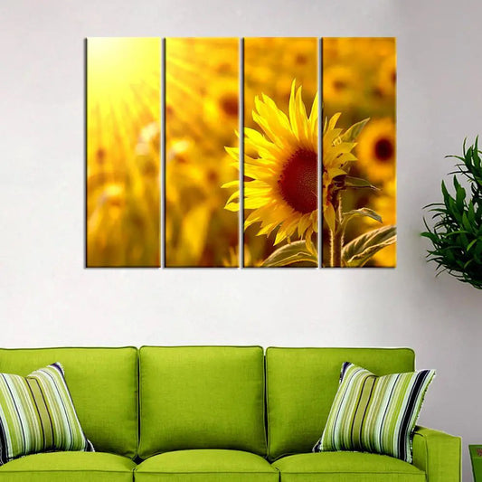Sunflower Garden Wall Painting 4 Pieces Canvas Printed Painting