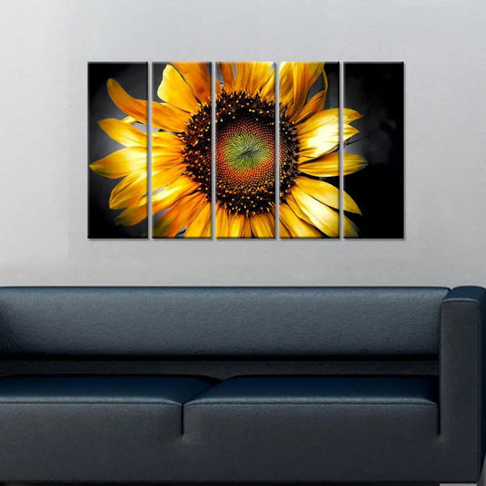 Beautiful Sunflower Painting Canvas Printed 5 Pieces Wall Hanging