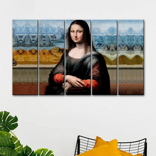 Beautiful Monalisa 5 Pieces Canvas Print Wall Painting