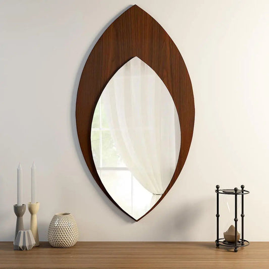 Beautiful Leaf Design Decorative Wooden Wall Mirror