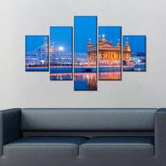 Golden Temple Wooden Framed 5 Pieces Canvas Wall Painting