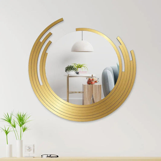 Asymmetric Golden Finish Wall Mirror