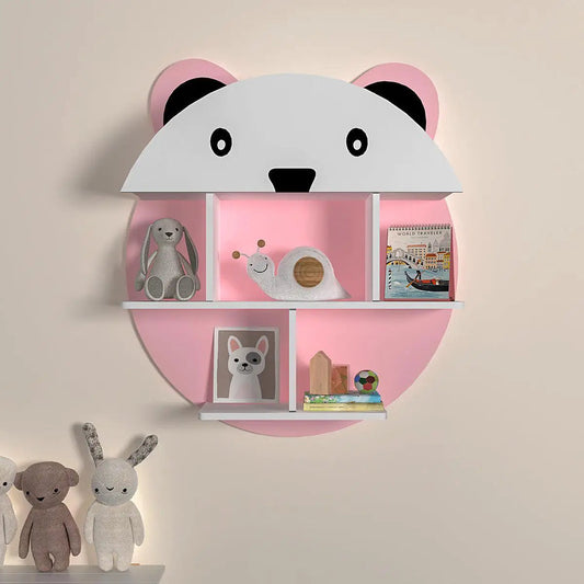 Panda Shape Kids Wall Storage Shelves
