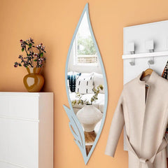 Slender Leaf Vanity Mirror with Metallic Silver Finish Frame