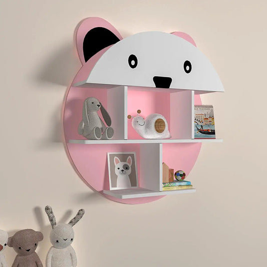 Panda Shape Kids Wall Storage Shelves
