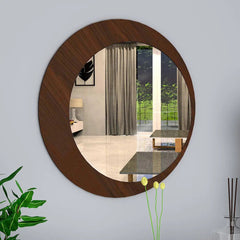 Minimalistic Round Wooden Wall Mirror