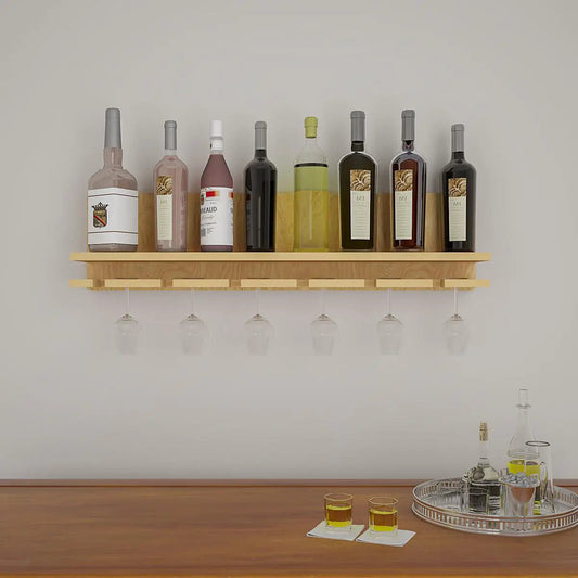 Aesthetic Backlit MDF Bar Wall Shelf / Mini Bar Cabinet (Light Oak FInish)