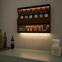 Exquisite Backlit MDF Bar Shelf / Mini Bar Cabinet in Walnut Finish