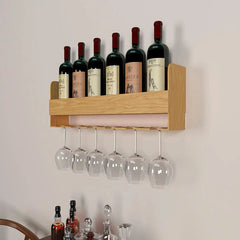 Minimalistic Backlit Wall Mounted Bar Shelf in Light Oak Finish