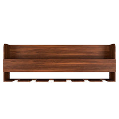 Backlit MDF Bar Wall Shelf-cum-Mini Bar Cabinet in Walnut Finish