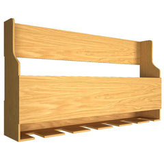 Simplistic Backlit MDF Wall Mounted Bar Shelf / Mini Bar Cabinet in Light Oak Finish