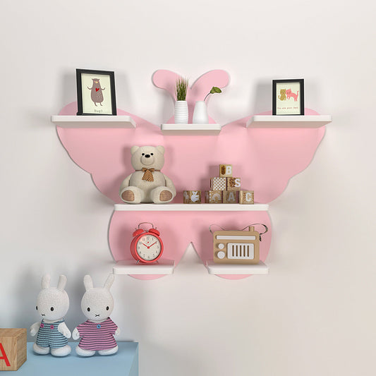 Pink Butterfly Wooden Shelf for Kids