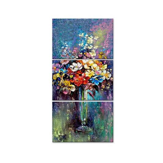 Beautiful Flower Wash Wall Painting Wooden Framed 3 Pieces Canvas Painting