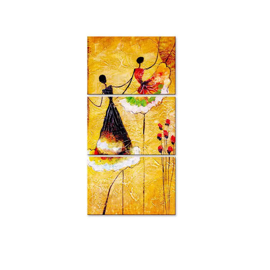 Ballerina Ballet Dancer Wall Painting Wooden Framed 3 Pieces Canvas Painting