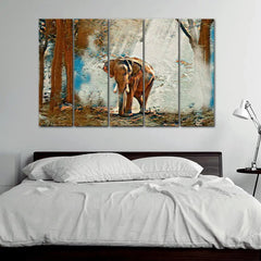 Elephant In the Forest Canvas Wall Painting