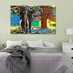 Abstract Colorful Elephant Canvas Wall Painting