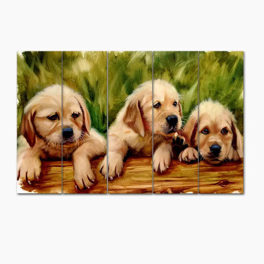 Three Labrador Retriever Puppy Sitting Canvas Wall Painting