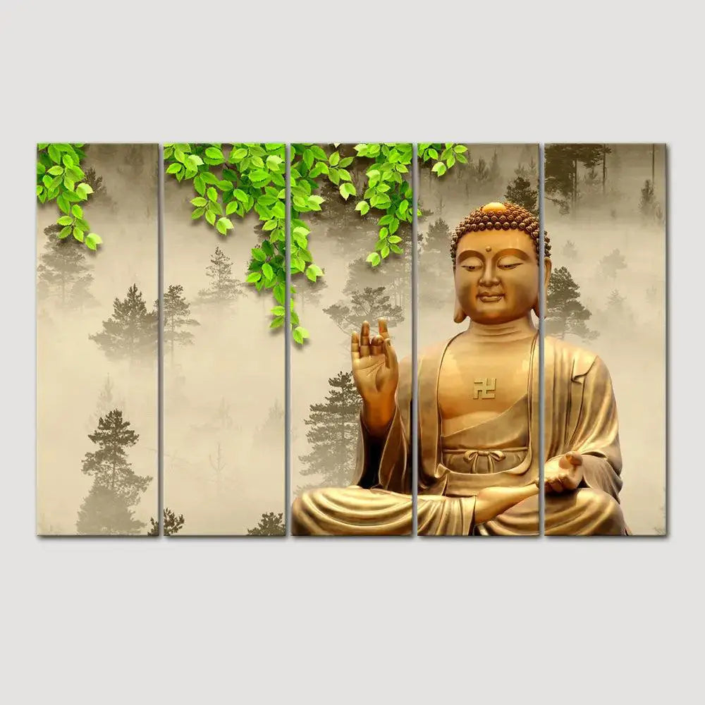 Meditating Buddha Wood Stretched Canvas Wall Painting