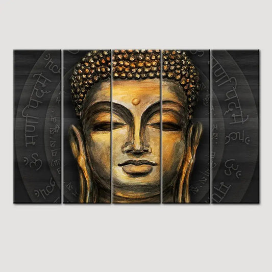 Buddha face abstract Painting and Framed on Wood Canvas Print Wall Painting