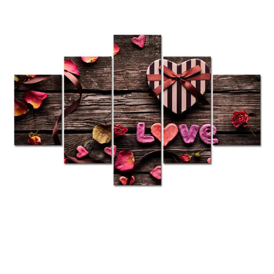 love Painting Wooden Framed 5 Pieces Canvas Wall Painting