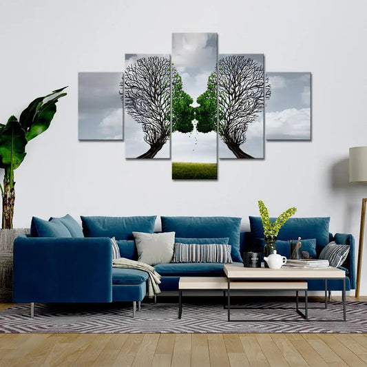 Tree of love Painting Wooden Framed 5 Pieces Canvas Wall Painting