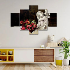 Love Angel Painting Wooden Framed 5 Pieces Canvas Wall Painting