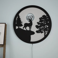 Full Moon Night Reindeer LED Wall Light