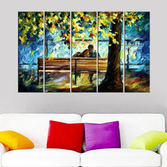 Love Couple in Garden 5 Pieces Canvas Print Wall Painting