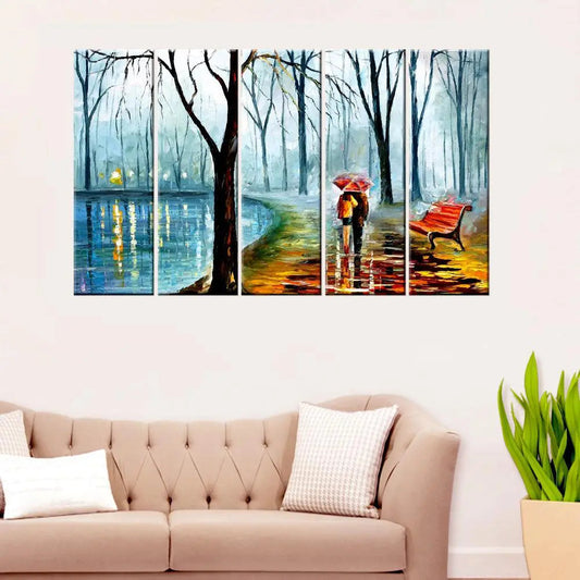 Love Couple Modern Art  5 Pieces Canvas Print Wall Painting