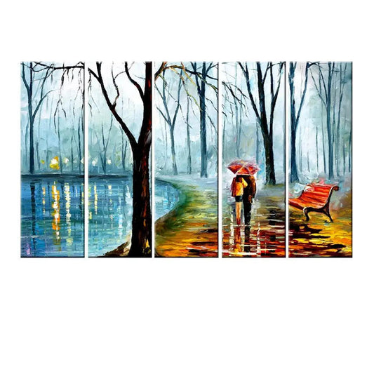 Love Couple Modern Art  5 Pieces Canvas Print Wall Painting