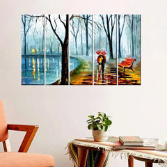 Love Couple Modern Art  5 Pieces Canvas Print Wall Painting