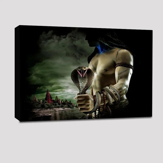 Mahadev landscape Painting /   Shiva Canvas Printed Painting Stretched on Wood Bars 61 x 41cm